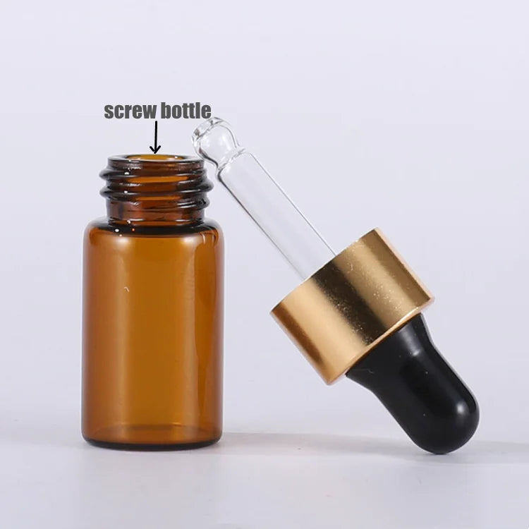 Wholesale 5ml Cosmetic Glass Vial Via Dropper Lid 5ml Glass Dropper Bottle for Cosmetic Package