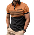 Men's Casual POLO Shirt Button Down Printed Color Blocking Striped T-shirt Wholesale Price