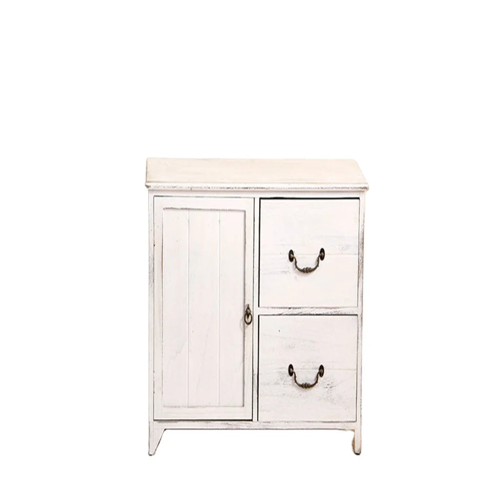 Hot-sale Distressed White Paulownia Wood Shabby Chic Sideboard Storage Cabinet