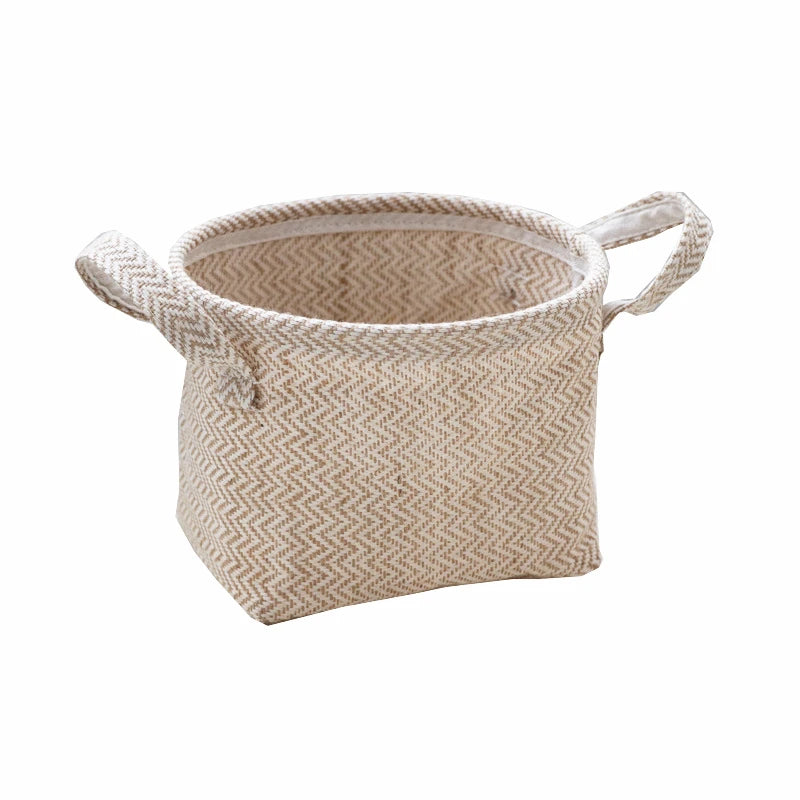 Fashion Woven Jute Flower Pot Household Fabric Storage Basket Desktop Jute Storage Basket