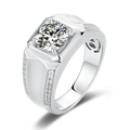 Classic Wedding Men Rings Rhodium Plated 925 Sterling Silver Jewelry Luxury Moissanite Men Ring