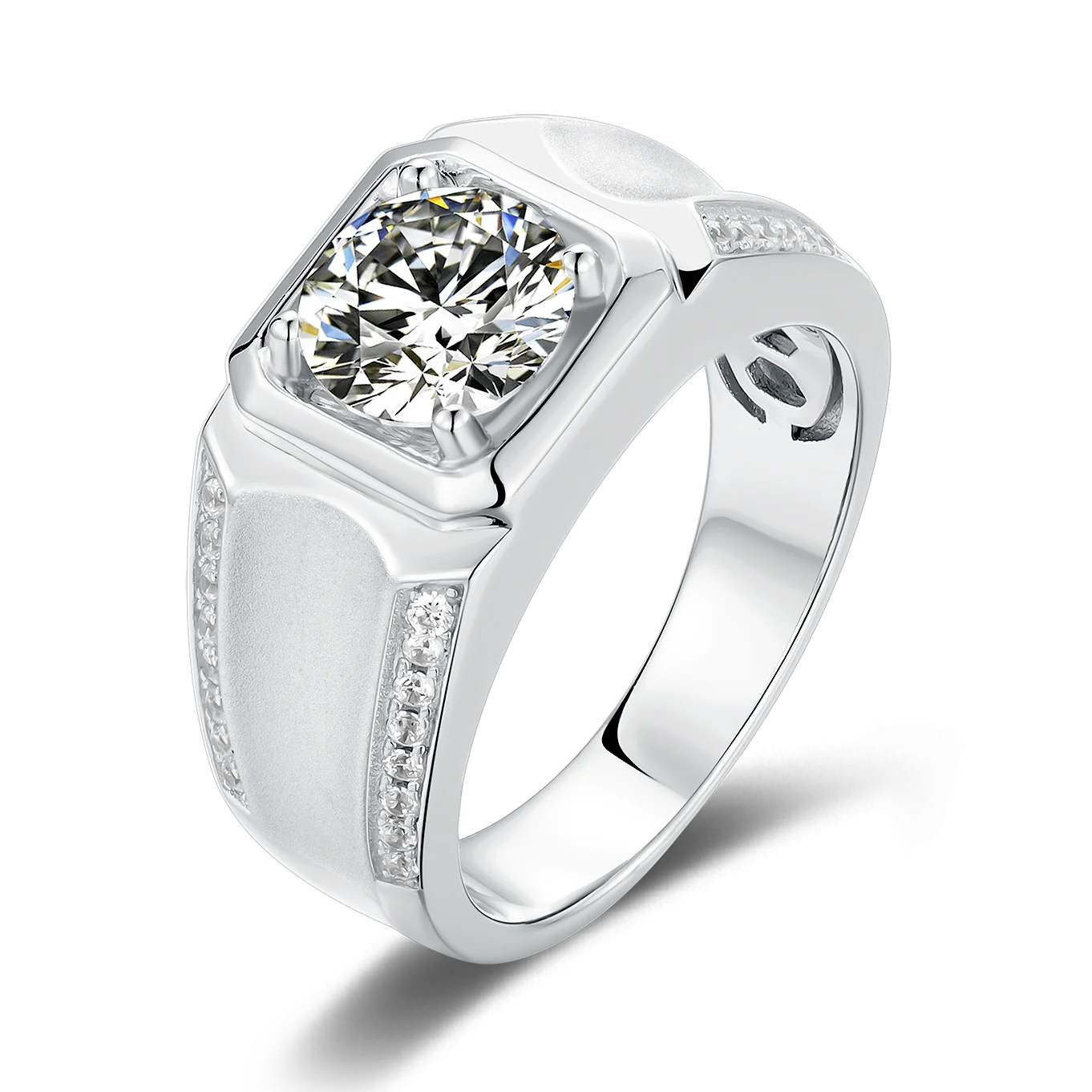 Classic Wedding Men Rings Rhodium Plated 925 Sterling Silver Jewelry Luxury Moissanite Men Ring