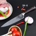 High Standard OEM logo Brand Tiny Wave Blade Damascus Cooking Food Knife with Non Slip Wooden Handle