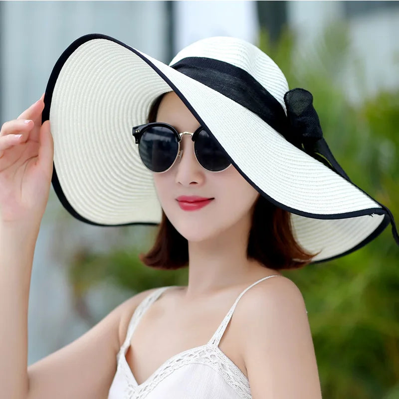 Beach Cap Beach Caps Panama Wide Brim Infant Beach Hats for Women Summer Sun Visor China Straw Hat Ribbon Custom Upf 50