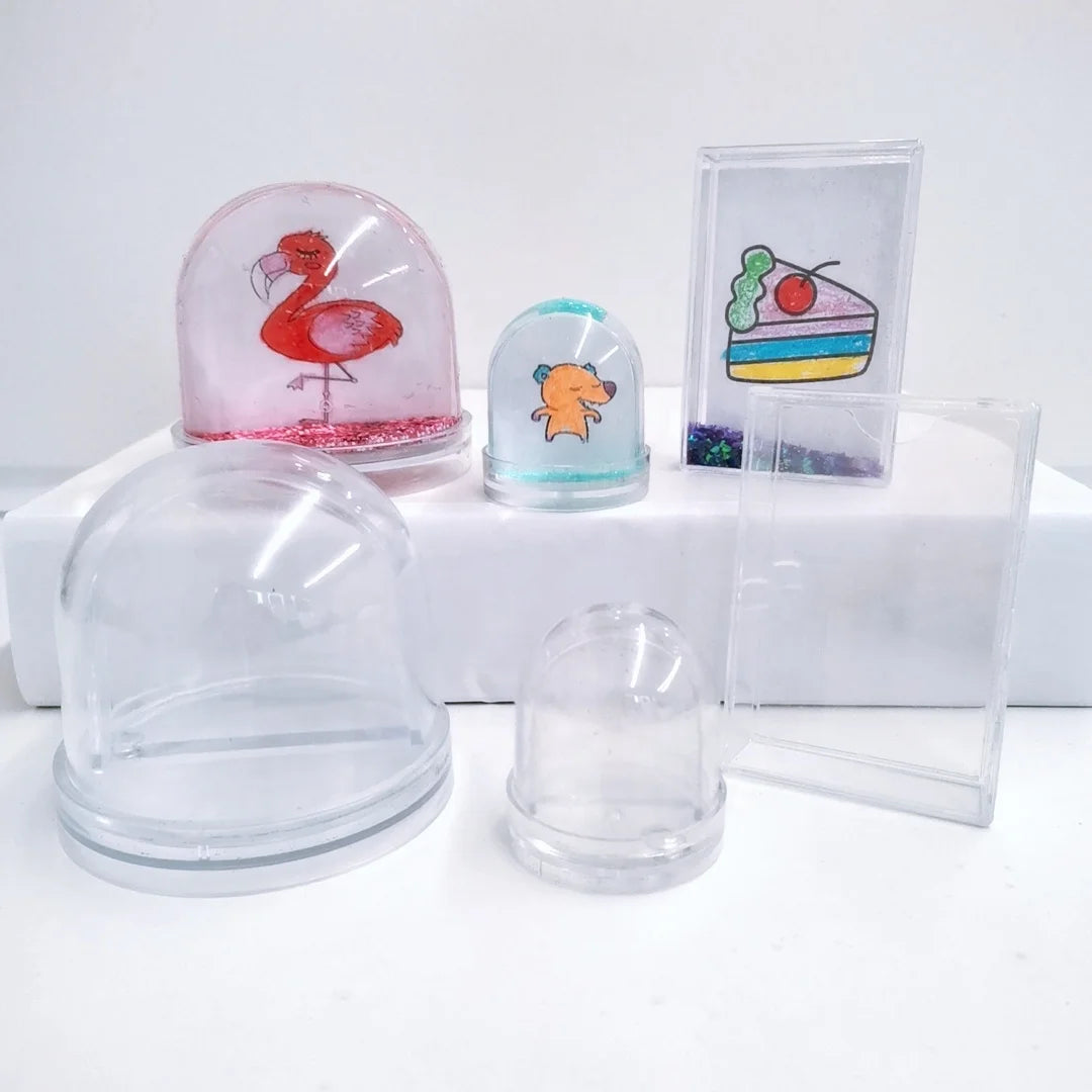 5*5*6cm Eco-Friendly Cartoon Kids Educational DIY Snow Globe Photo Frame Children's Draw Toys Made Plastic Empty Frame Creative