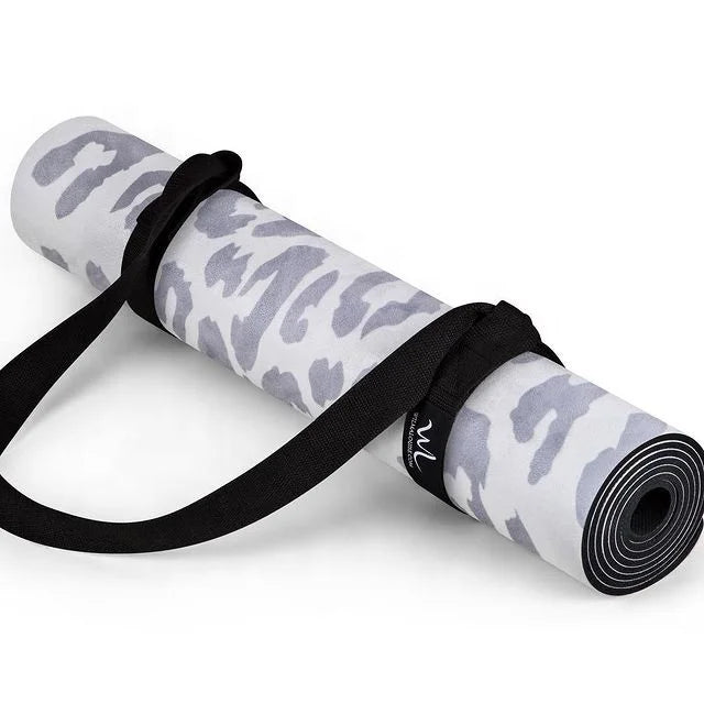 Premium Vegan Leopard Design Printed Natural Rubber Gym Hot Yoga Ashtanga Yoga Suede Yoga Mats
