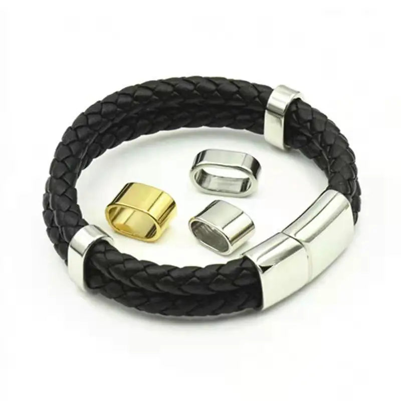 Stainless Steel Slide Charms Pendant Charm Large Hole Leather Cord Slider Loose Beads for Leather Bracelets Necklace Making