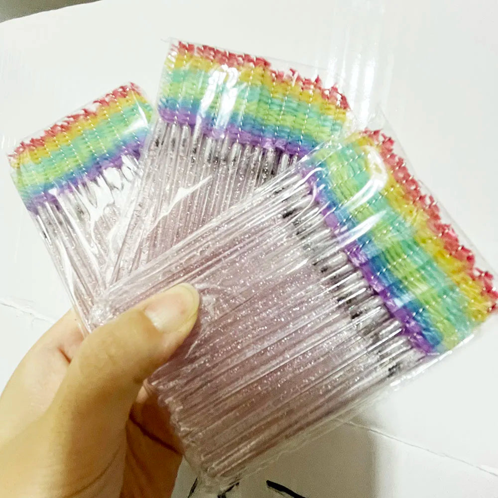Rainbow Mascara Eyelash Brush Wands Disposable Eyelash Brush Wholesale Lash Brushes Lash Applicator Lash Spoolies