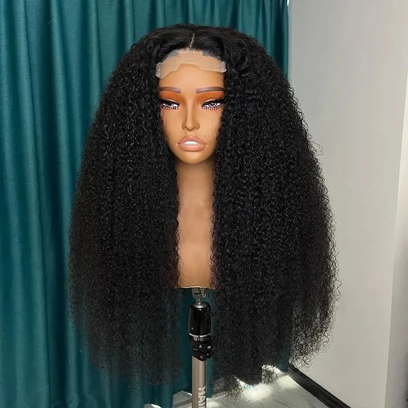 Super Double Drawn Natural Color Kinky Curly 13x4 HD Lace Frontal Human Hair Wig New Style Wholesale Price Brazilian Hair Wigs