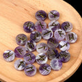 HZ 25pcs/Natural Crystal Agate Runes Set Norse Germanic Alphabet Discs Hand-Carved Engraving Technique Gemstone Amethyst Runes Set