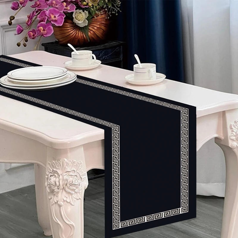 SJK Black Square Stripes Table Runner Elegant Birthday Party Table Decoration for Birthday Party and Home Decoration