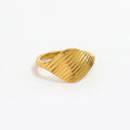 Joolim Jewelry Wholesale 18K Gold Plated Twill Line Non Tarnish Stainless Steel Band Ring for Women
