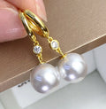E1934 10-11mm DIY Natural Freshwater Pearl Charm Earrings Mounting Accessory 925 Sterling Silver Gold Plated  Jewelry for Women