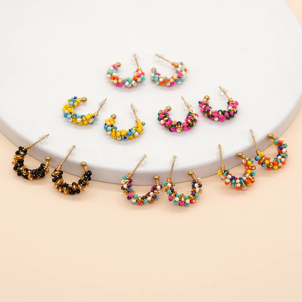 Go2boho Colorful Mixed Bead Earrings for Women Boho Handmade Jewelry New in Summer Fashion Y2k Accessories