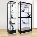 Customizable Aluminum Frame Glass Display Storage Cabinet With LED Light Glass Display Cabinet for smoke shop