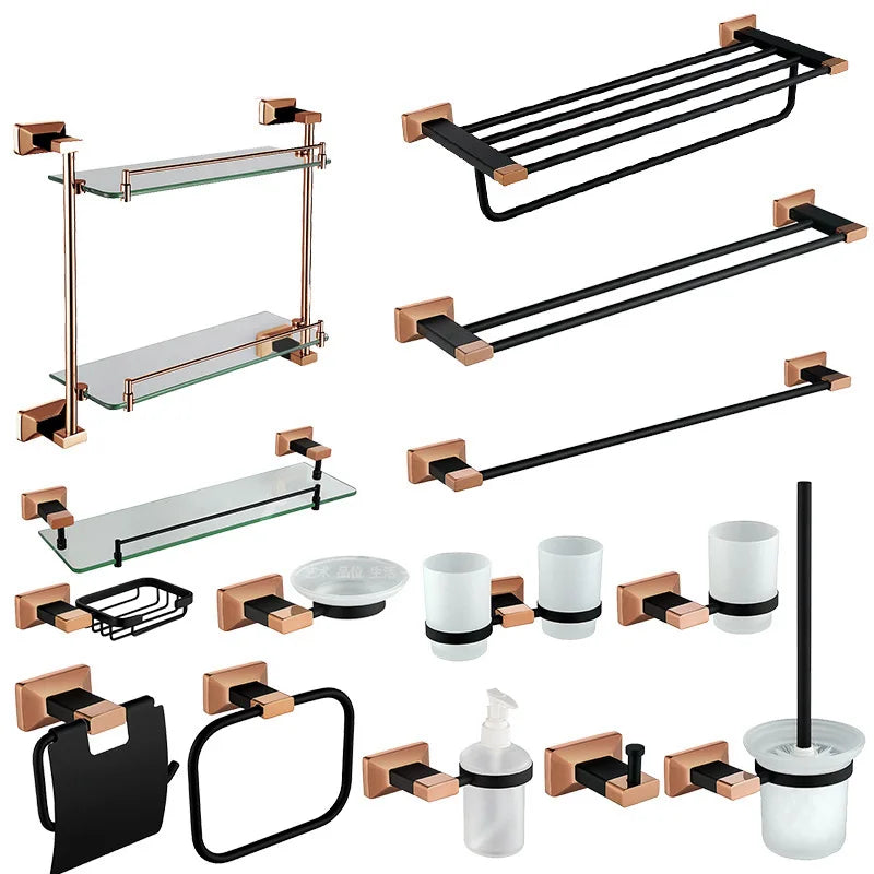 Promotion Shower Room New Black Rose Gold Toilet Hotel Bathroom Accessories 2020 Set MegaBDM