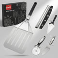 Manjia Pizza Shovel Paddle Baking Tools Pizza Peel Set Pizza Wheel Cutter Metal Steel Pizza Spatula Set With Rocker Cutter