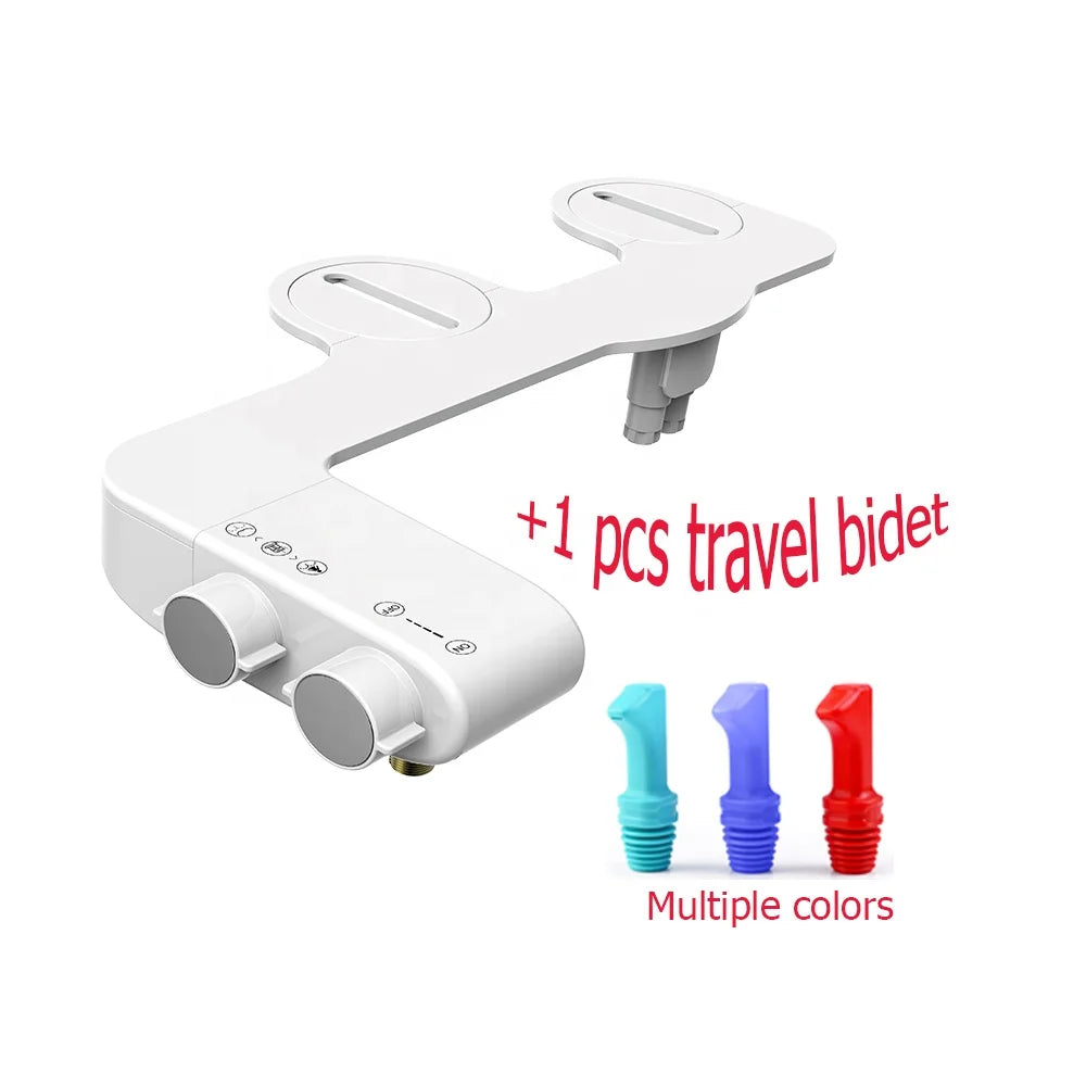 Newest Model Manual Bidet Toilet Feminine Cold Water Retractable Dual Nozzles Floor Mounted Bathroom Non Electric Plastic