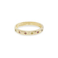 Pave Rainbow CZ Starburst Band Ring Silver 925