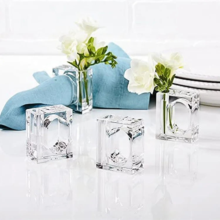Wholesale Clear Acrylic Napkin Rings Bud Vase Flower Holder Metal Table Decor for Party Wholesale Clear Acrylic Napkin Rings Bud