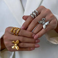 New Arrival Jewelry Butterfly Smooth Surface Ring 18K Gold Plated Stainless Steel Glossy Rings for Woman and Gift