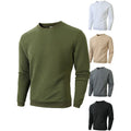 RNSHANGER New Men's Pullover Sweatshirts Casual Long Sleeve Crew Neck Knitted Plain Dyed Men Clothing Solid Color Sweatshirts