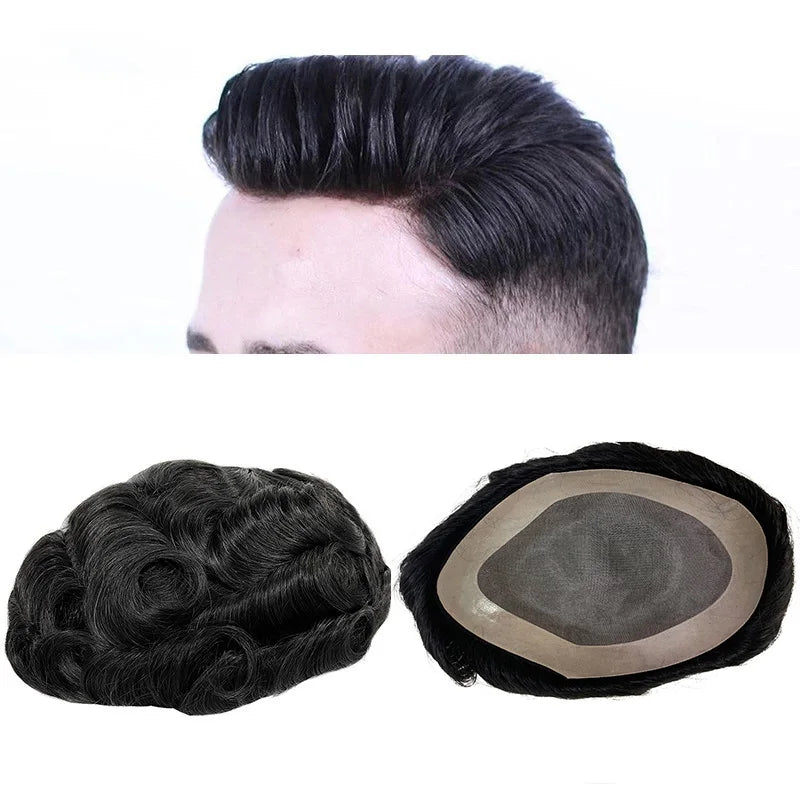 LONGFOR Wholesale Human Hair Mono Men's Skin Toupee Da Donna in Pu Wig for Men