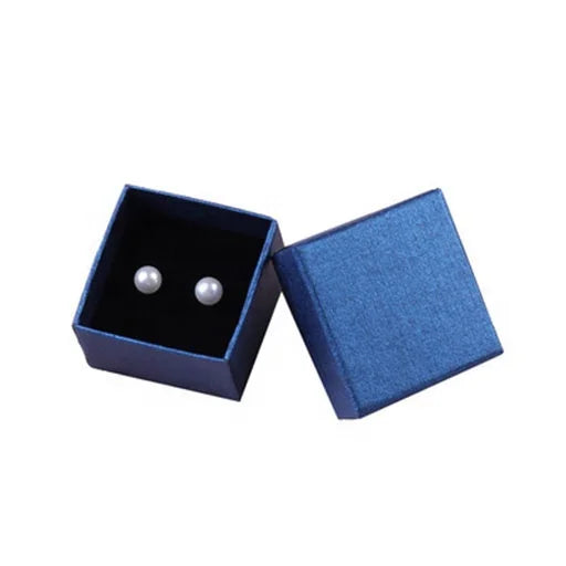 5x5x3 cm Wholesale Luxury Dark Blue Small Cardboard Ring Box Textured Shiny Paper Lid Storage Gift Boxes