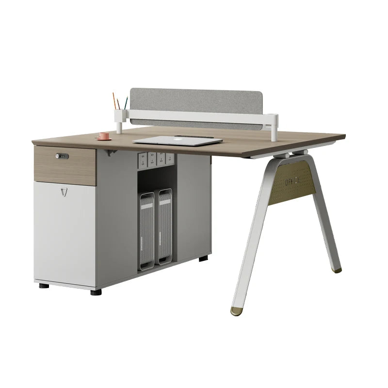 Wooden Office Workstations Desk Staff Office Desk Computer Screen and Chair