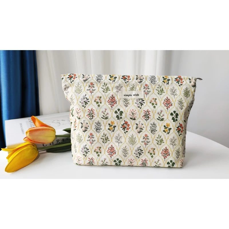 Customized Design Logo Cotton Canvas Makeup Bag With Storage Cosmetic Zipper Bag