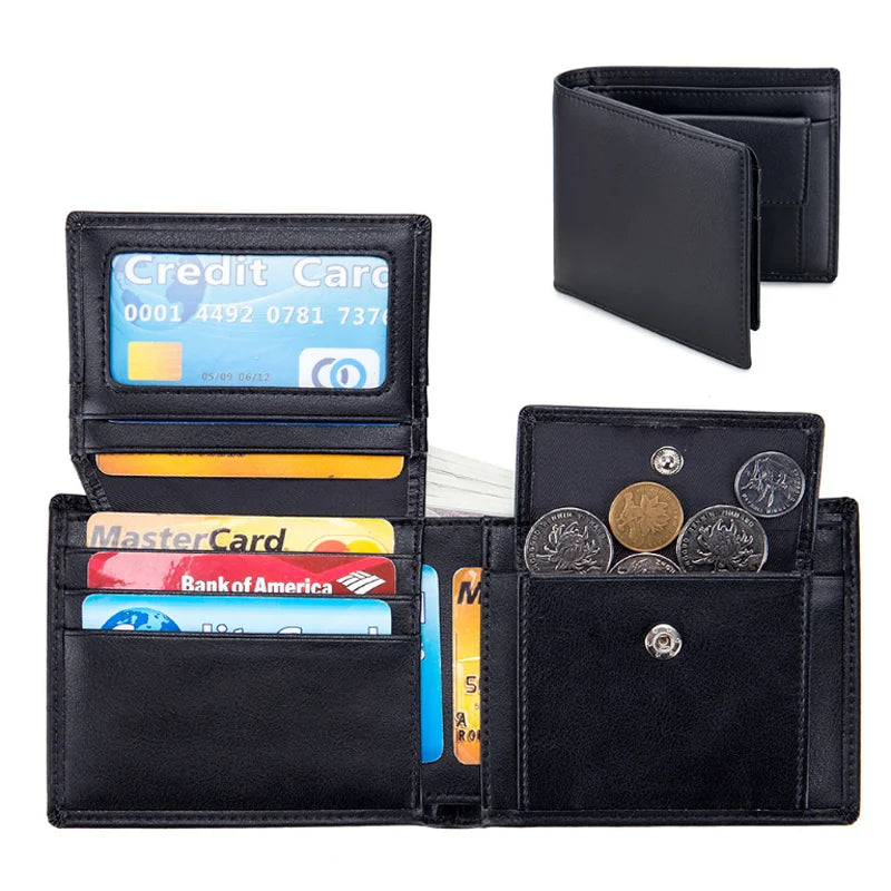 2026 New Christmas Gifts Trifold Cowhide Leather Men's Purse Wallets Wholesale Rfid Card Holder Men Wallets Wholesale