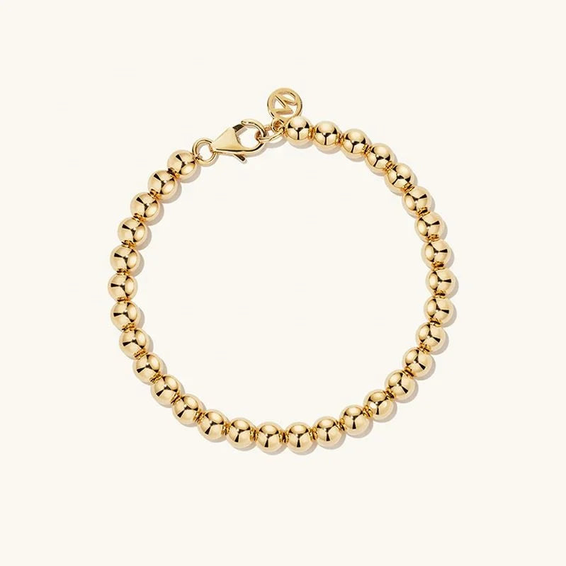 Fashion Custom Simple Elegant Ins Style Female Jewelry 18K Gold Plated Stainless Steel Bead Bracelet for Women