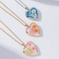 Handmade Floral Forget-Me-Not Necklace Cross-Border Hot Copper Heart Pendant with Personal Photo Fashion Pendant Necklaces