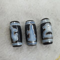 Stock Sale Promotional Silver Line Stripe Guanyin Princess God Engraved Dzi Beads
