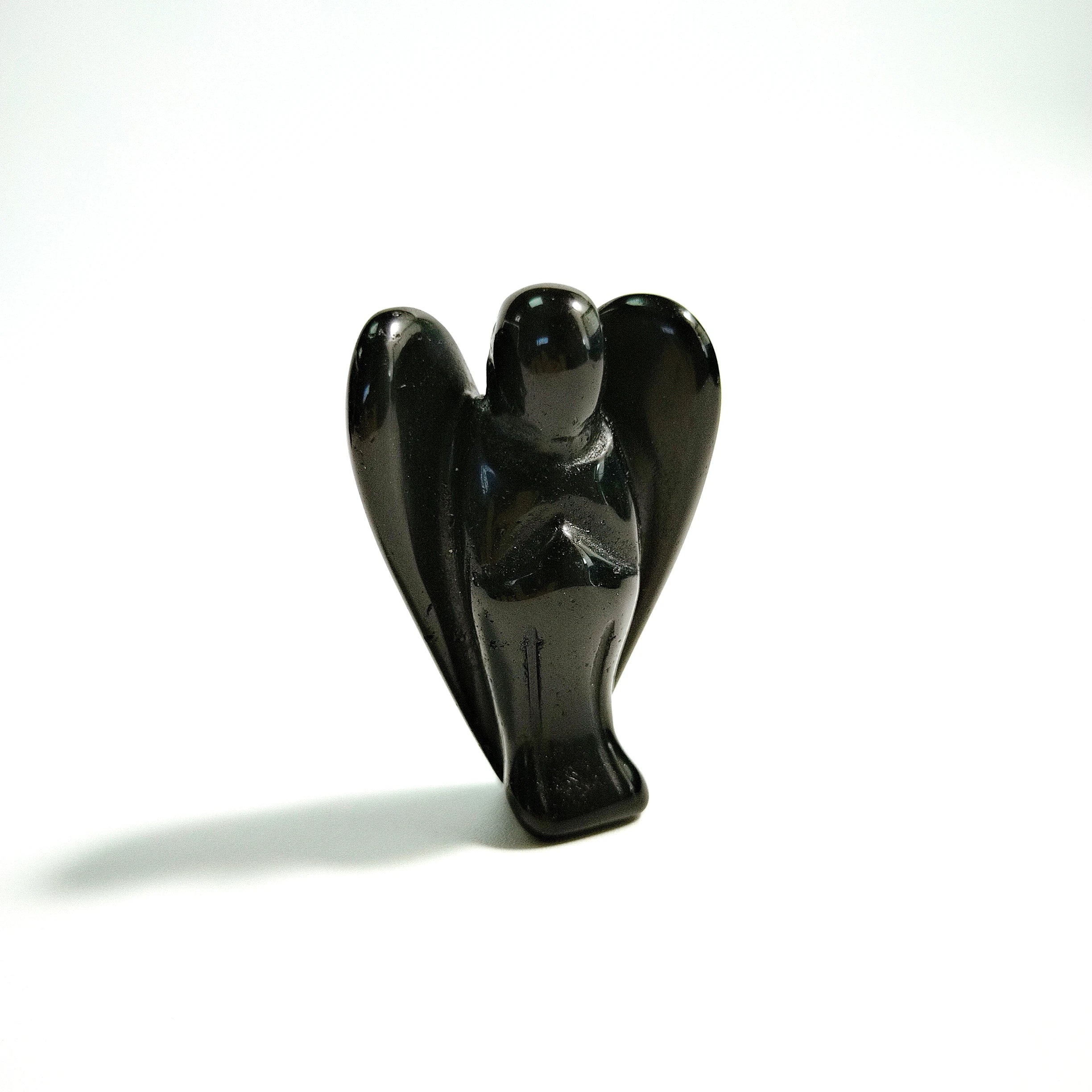 Huiying Natural 2 Inch Black Obsidian Figures Small Hand Carved Angel for Sale Crafts