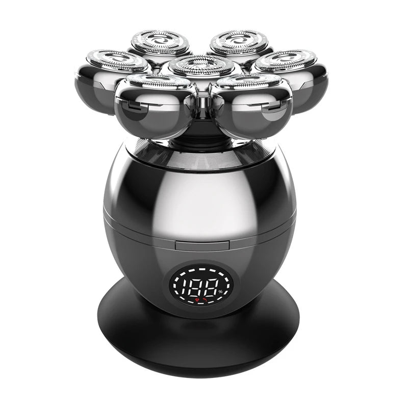 Professional Cordless Electric 7 1 Mini Ball Shaver Wet Dry Men's Bald Head Rechargeable Rotary Stainless Steel Blade Waterproof
