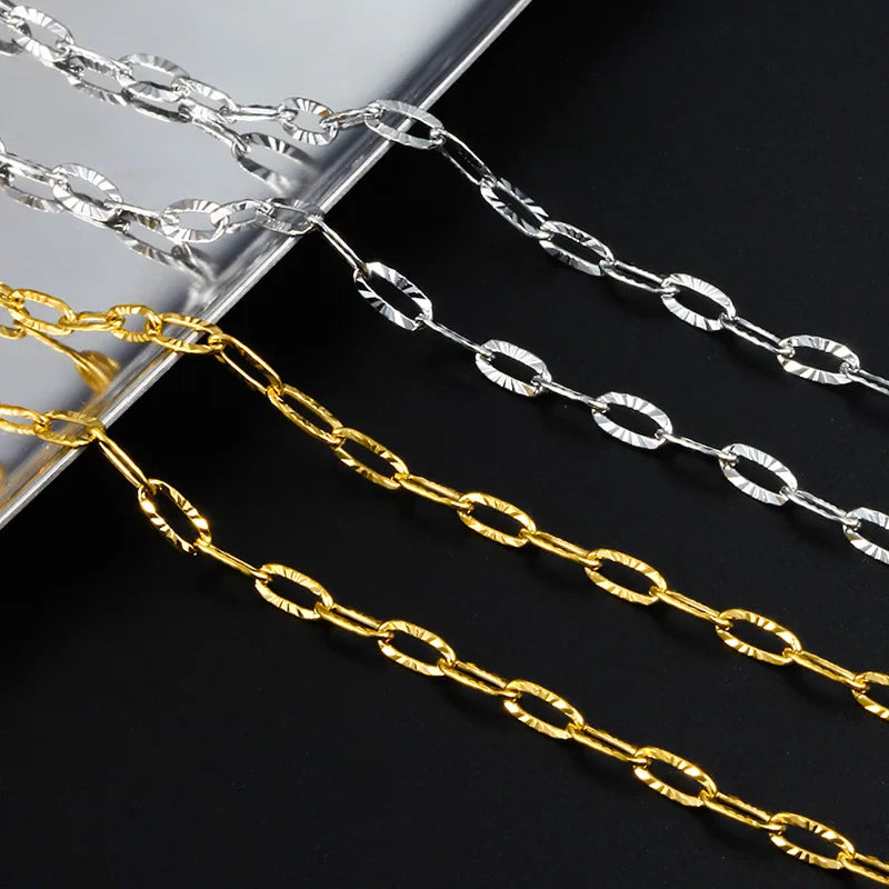 New Stainless Steel Gold Oval Flower Chain Fashion Pressed Light Diy Necklace Bracelet Decorative