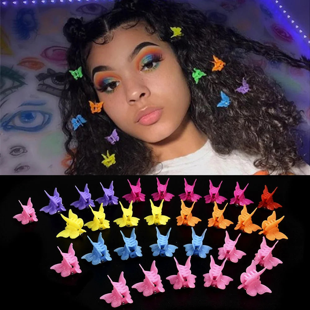 Mixed Color Butterfly Hair Clips Grip Claw Jaw Hairpin Headdress Barrettes Mini Clamps Hair Styling Accessories Tool