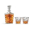 Diamond-Cut Premium Hip Flask Design 1 Square Whiskey Decanter with 4 Glasses for Party Drinking