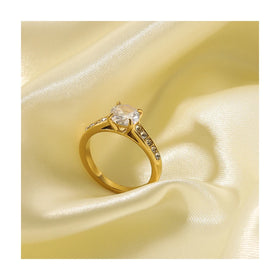 Vintage Personality Stainless Steel 18K Gold Plated Gemstones Cubic Zirconia Wedding Women's Rings Sets Zircon Inlaid