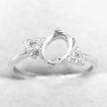 Sterling Silver 6*8mm Semi Mount Ring Empty Frame Blank Support Claw Setting S925 Base Holder Without Center Stone for DIY Inlay