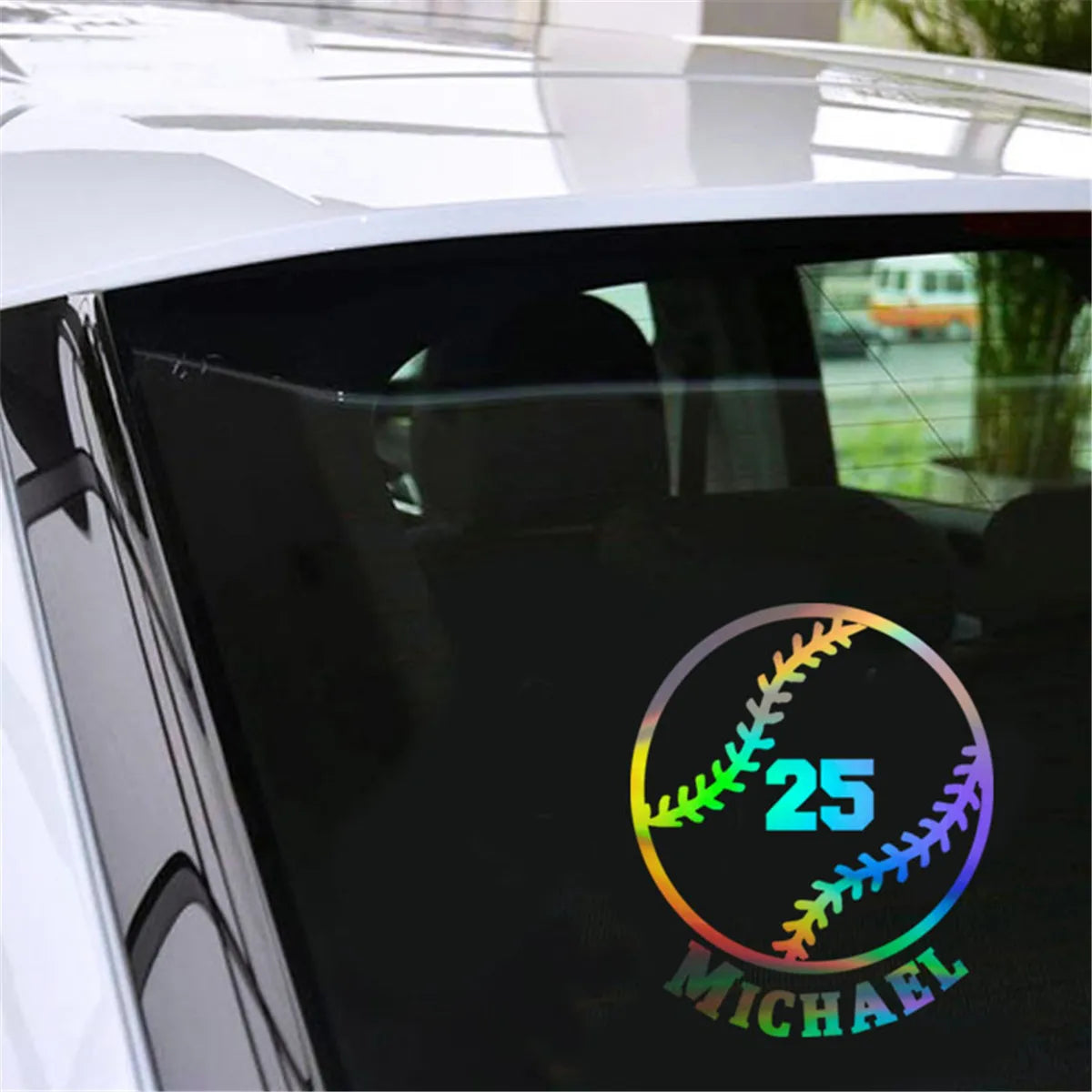 Baseball Number 25 MICHAEL Car Laser Sticker Vinyl Decal Car Truck Bumper Window Laptop Sticker Decor Gift Die Cut Decals Glass