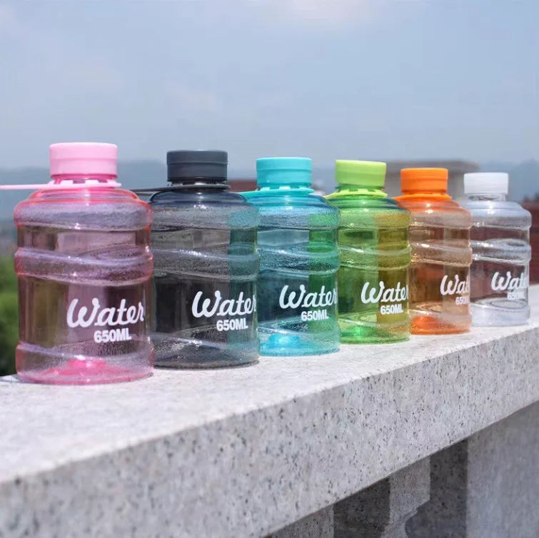 Colorful 650ml Portable Handle Cap Plastic Ice Bucket Plastic Water Bottle with logo