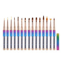 Professional Bling Metal Handle Nail Art Brush Set Custom Logo Acrylic and Nylon Material for Painting & Drawing Pen
