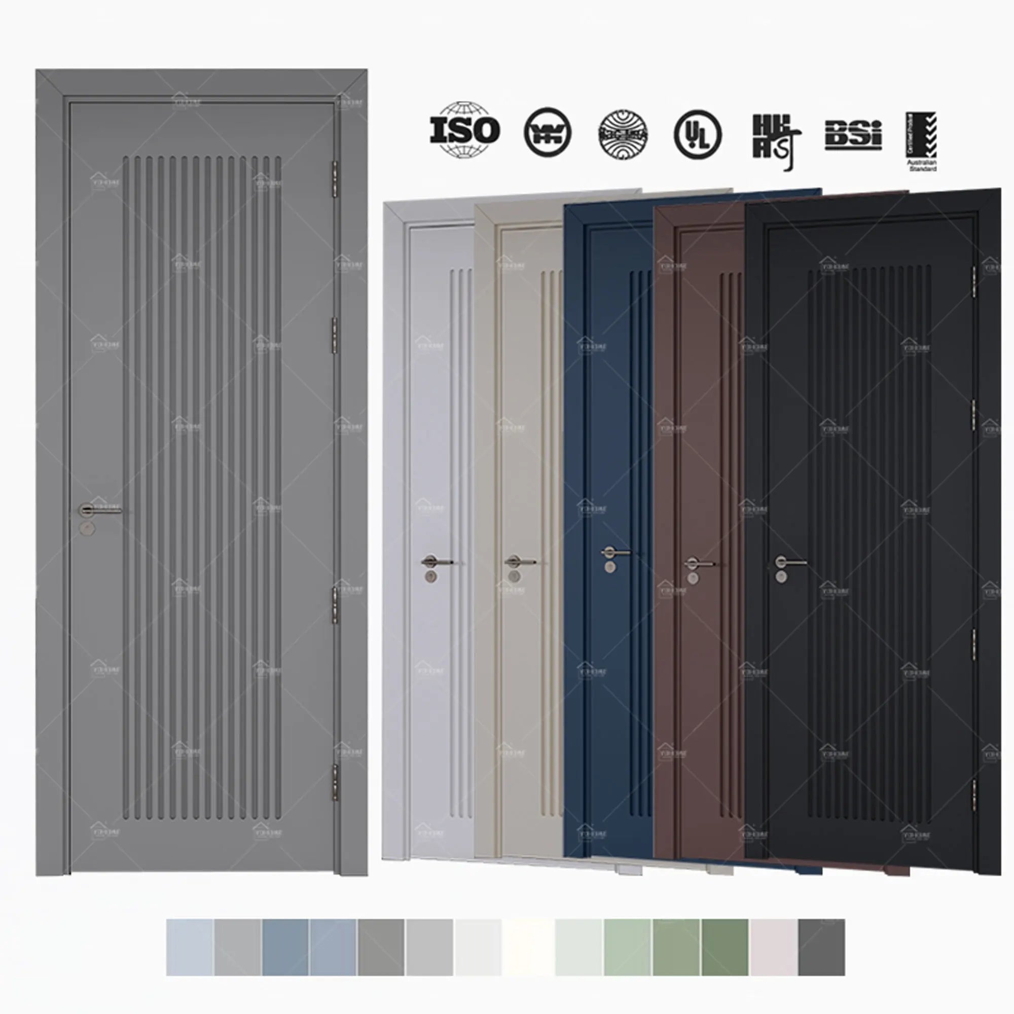 European Style Modern Hotel Room Doors Soundproof Wooden Internal Doors Prehung Wood Interior Doors for House