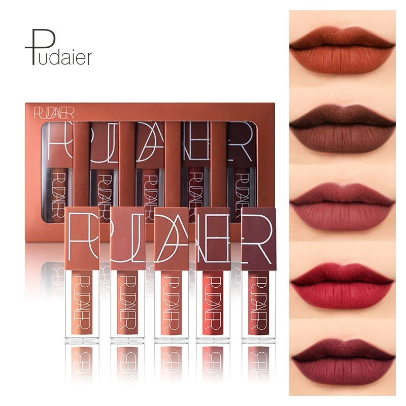Custom Logo 5 Colors Matte Lipstick Set Long Lasting Lipstick Waterproof OEM Makeup Private Label