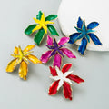 Europe Fashion Flower Shape Exaggerated Large Stud Earrings Colorful Oil Drop Exaggerated Stud Earrings for Women