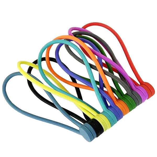 Upgraded Reusable Silicone Magnetic Cable Ties Full Cover Silicone Organizers with Super Strong Magnets for Storage