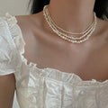 Chic Retro Versatile Temperament Elegant Multiple Styles Baroque Freshwater Pearl Beads Clavicle Chain Necklace for Women