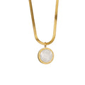 DAIHE Custom Non Tarnish Fashion Jewelry Stainless Steel Double Sided Round Pendant Snake Chain Necklace